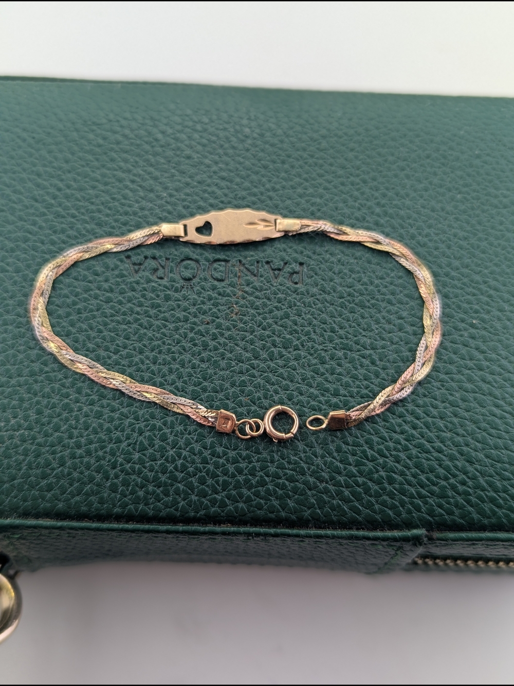 ✨ 10K Tri-Color Gold Braided Bracelet | Yellow, Rose & White Gold | Heart ✨